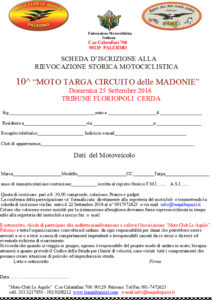 Scheda iscrizione Moto Targa Florio 2016